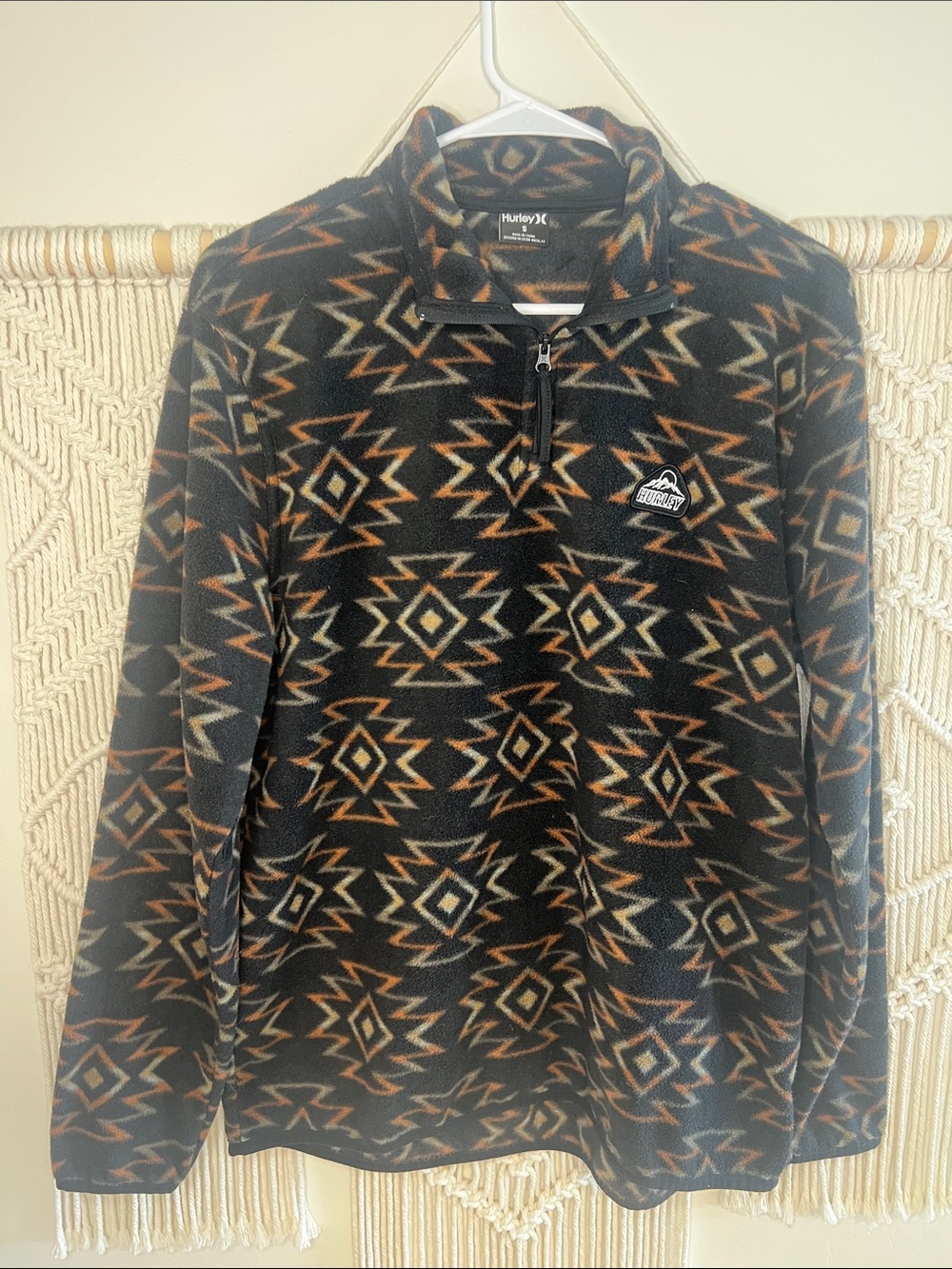 Hurley Black & Brown Aztec Quarter-Zip Performance Fleece